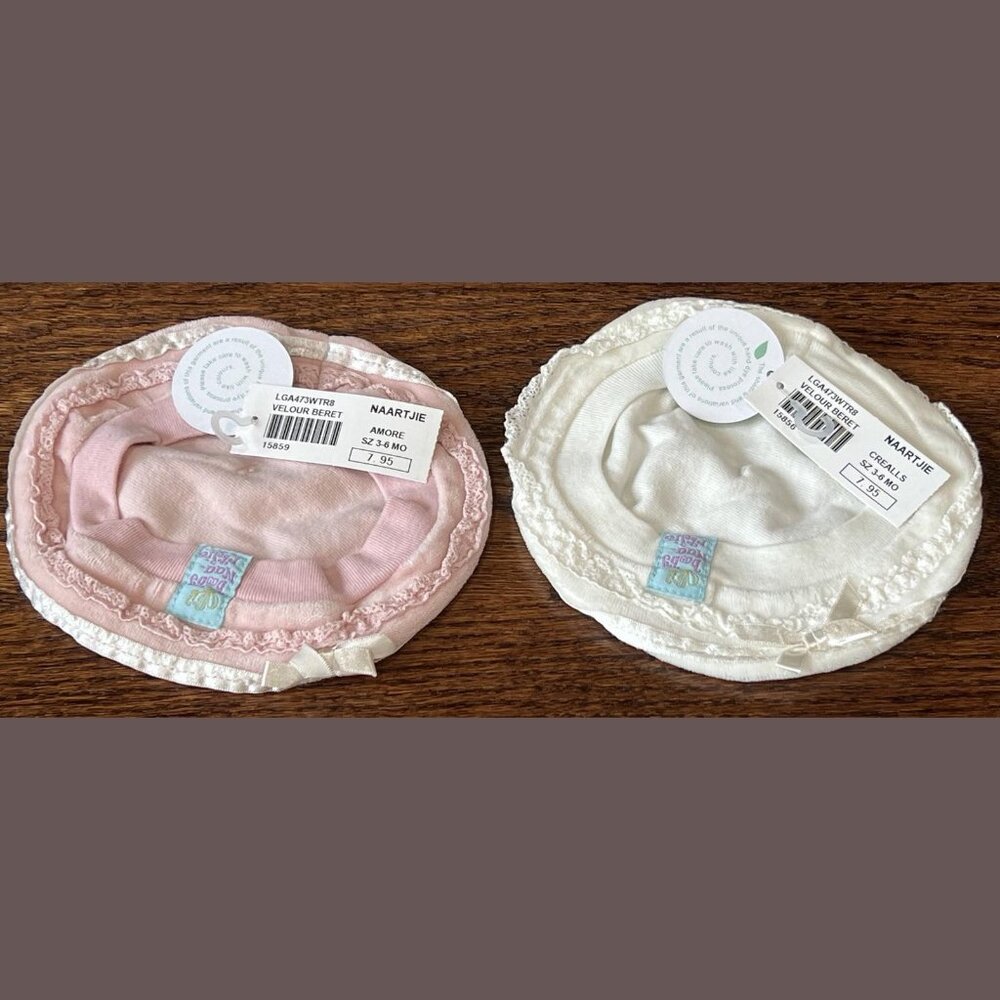 NWT NAARTJIE 2 VELOUR BARET SET